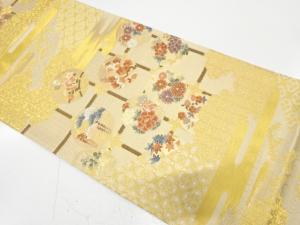 金糸　花丸紋に格天井・古典柄織り出し　袋帯